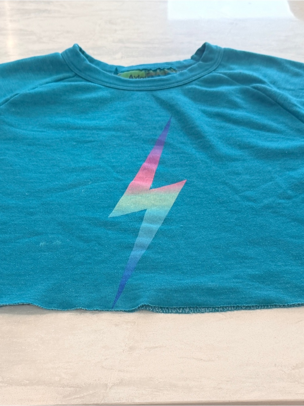 Aviator Nation Teal Lightning Bolt Tee - Multicolor Bolt